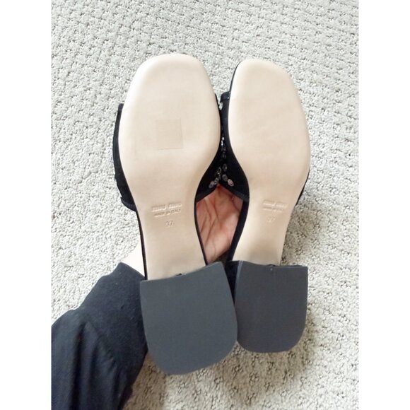 Miu Miu Leather Lasercut Accents Slides Women's Size: 7 | IT 37 - Picture 9 of 11